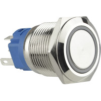 Кнопка металева пласка з підсвічуванням, 1NO+1NC, червона  24V. TYJ 19-271