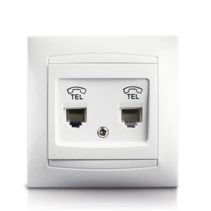 Розетка телефонна подвійна, білий