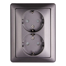 Комплект e.lux.1232L.2gz.anthracite розетки подвійної c з/к SHUKO, "антрацит"