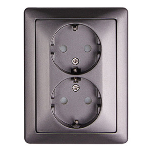 Комплект e.lux.1232L.2gz.anthracite розетки подвійної c з/к SHUKO, "антрацит"