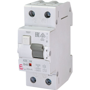 Диф. автоматичний вимикач KZS-2M B 40/0,03 тип AC (10kA)