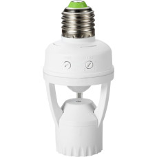 Датчик руху інфрачервоний e.sensor.pir.451.e27.white(білий) 360°, адаптер для ламп Е27