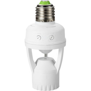 Датчик руху інфрачервоний e.sensor.pir.451.e27.white(білий) 360°, адаптер для ламп Е27