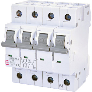 Автоматичний вимикач ETIMAT 6 3p+N C 2A (6kA)