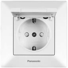 Розетка з з/к+зах.шторки+кришк. Panasonic Arkedia Slim, біла