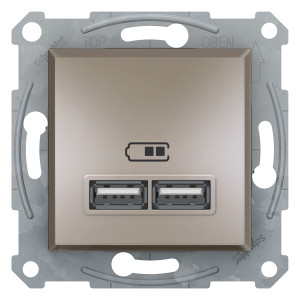 USB РОЗЕТКА 2,1A БРОНЗА ASFORA