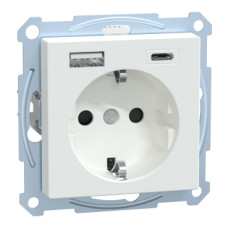 РОЗЕТКА 16 A + USB A+C 3 A, Акт Білий, Schneider Electric MTN2367-0325