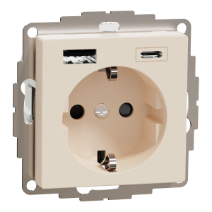 РОЗЕТКА 16 A + USB A+C 3 A, Бежевий Schneider Electric  MTN2367-0344
