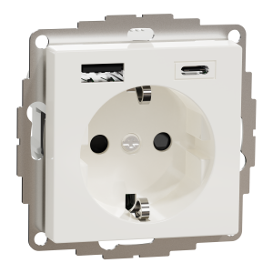 SM РОЗЕТКА 16 A + USB A+C 3 A, Полярно білий , Schneider Electric MTN2367-0319