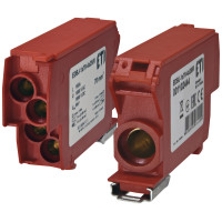 Блок розподільчий EDBJ-1x70-4x25/R (192A, 1000V AC/1500V DC, IN: 1x70, OUT: 4x25, червоний)