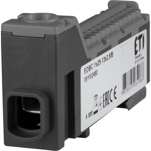 Блок розподільчий EDBC-1x25-13x2,5/B (63A, 1000V AC/1500V DC, IN: 1x25, OUT: 13x2,5; чорний)