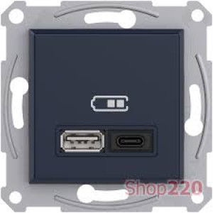 USB розетка А+С, 3 А, 45 Вт, антрацит, Asfora, Schneider Electric, EPH2700471