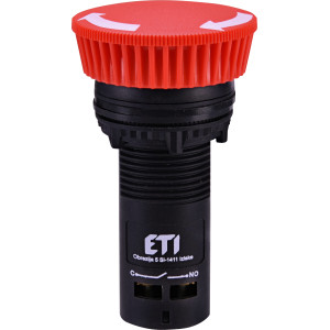 Кнопка моноблочна грибок ECM-T10-R (відключення поворотом, 1NO, червона)
