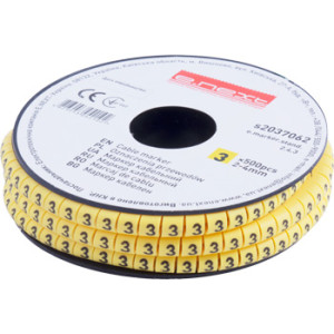 Маркер кабельний e.marker.stand.2.4.3, 2-4 кв.мм, "3", 500 шт
