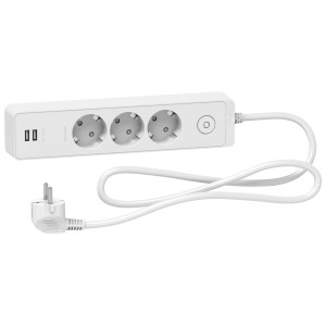 ПОДОВЖУВАЧ UNICA EXTEND НА 3 РОЗЕТКИ З ЗАЗЕМЛЕННЯМ+2*USB-РОЗЕТКИ, 1.5М, БІЛИЙ