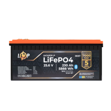 Акумулятор LP LiFePO4 25,6V - 230 Ah (5888Wh) (BMS 200A/100А) пластик Smart BT