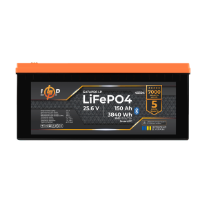 Акумулятор LP LiFePO4 25,6V - 150 Ah (3840Wh) (BMS 150A/75А) пластик Smart BT