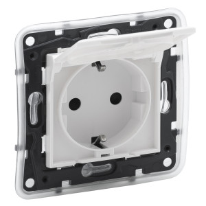 NILOE STEP Розетка силова з кришкою 2К+З IP44 16А, 250 В автоматичні клеми колір Білий