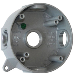 Коробка розподільча (монтажна) металева без кришки e.industrial.pipe.db.round.thread.5.x.1/2", кругла на 5 різьбових вводів для труб 1/2"