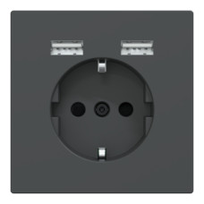 Merten Розетка Schuko з 2 USB зарядним пристроєм 2,4 А, Антрацит, Schneider Electric D-Life MTN2366-6034