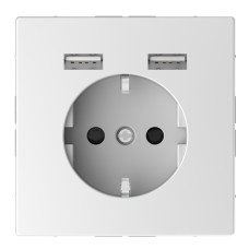Merten Розетка Schuko з 2 USB зарядним пристроєм 2,4 А,Білий лотос, Schneider Electric D-Life MTN2366-6035