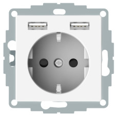 Merten Розетка Schuko з 2 USB і зарядним пристроєм 2,4 А, Полярно білий, Schneider Electric SM MTN2366-0319