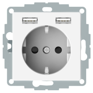 Merten Розетка Schuko з 2 USB і зарядним пристроєм 2,4 А, Полярно білий, Schneider Electric SM MTN2366-0319