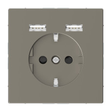 Merten Розетка Schuko з 2 USB і зарядним пристроєм 2,4 А,Нікель, Schneider Electric SD MTN2366-6050