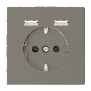 Merten Розетка Schuko з 2 USB і зарядним пристроєм 2,4 А,Нікель, Schneider Electric SD MTN2366-6050