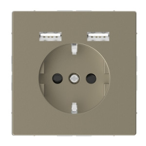 Merten Розетка Schuko з 2 USB і зарядним пристроєм 2,4 А,Сахара, Schneider Electric SD MTN2366-6033