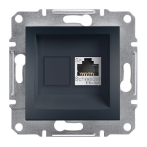 РОЗЕТКА КОМП'ЮТЕРНА RJ45 UTP КАТ. 5Е ASFORA АНТРАЦИТ