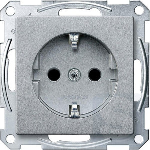 Механізм розетки SCHUKO з захисними шторками, алюміній, 
System M Merten Shneider Electric MTN2300-0460