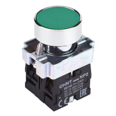 Кнопка NP2-BA35 без підсвітки зелена 1NO+1NC IP40