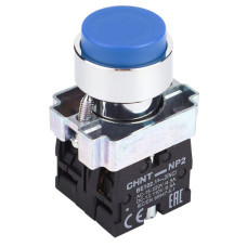 Кнопка NP2-BL65 без підсвітки синя 1NO+1NC IP40