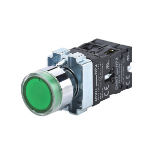 Кнопка NP2-BW3365 1NO+1NC зелена AC/DC230В (LED) IP40
