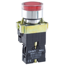 Кнопка NP2-BW3461 230V LED червона 1NO IP40