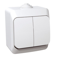 ВИМИКАЧ НАКЛАДНИЙ 2-КЛАВІШНИЙ SCHNEIDER ELECTRIC CEDAR PLUS, IP44, БІЛИЙ