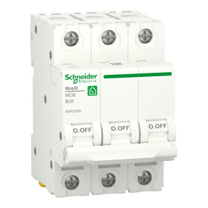 Автоматичний вимикач RESI9 Schneider Electric 20 А, 3P, крива В, 6кА