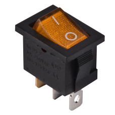 Перемикач 1 клав. жовтий з підсвічуванням KCD1-2-101N YL/B  220V