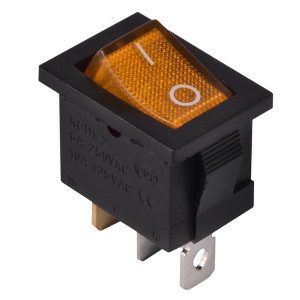 Перемикач 1 клав. жовтий з підсвічуванням KCD1-2-101N YL/B  220V