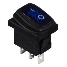 Перемикач 1 клав. вологозах. синій з підсвічуванням KCD1-2-101NW BL/B  220V