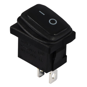 Перемикач 1 клав. чорний вологозахищений KCD1-2-101W B/B
