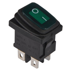 Перемикач 1 клав. вологозах. зелений з підсвічуванням KCD1-4-201NW GR/B 220V