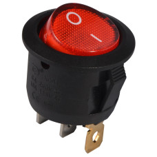 Перемикач 1 клав. круглий червоний з підсвічуванням KCD1-5-101N R/B  220V