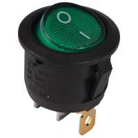 Перемикач 1 клав. круглий зелений з підсвічуванням KCD1-5-101N GR/B  220V
