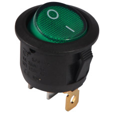 Перемикач 1 клав. круглий зелений з підсвічуванням KCD1-5-101N GR/B  220V