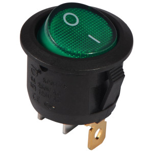 Перемикач 1 клав. круглий зелений з підсвічуванням KCD1-5-101N GR/B  220V