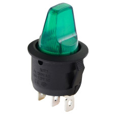 Перемикач 1 клав. високий зелений з підсвічуванням KCD1-5-101NH GR/B 220V