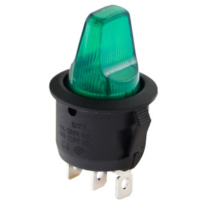 Перемикач 1 клав. високий зелений з підсвічуванням KCD1-5-101NH GR/B 220V