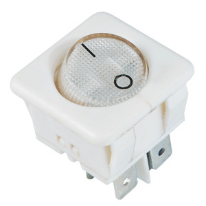 Перемикач 1 клав. (біла кругла клавіша) KCD2-10-201 WH/WH